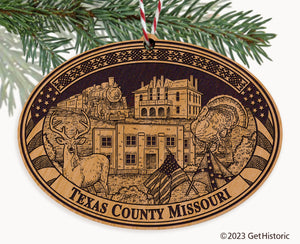 Texas County Missouri Engraved Natural Ornament