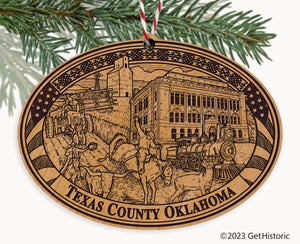 Texas County Oklahoma Engraved Natural Ornament