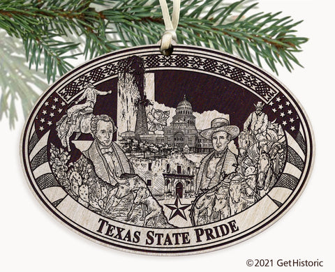 Texas State Engraved Ornament