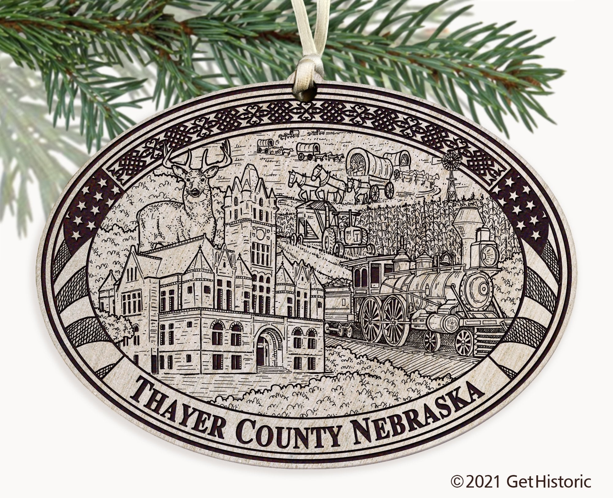 Thayer County Nebraska Engraved Ornament