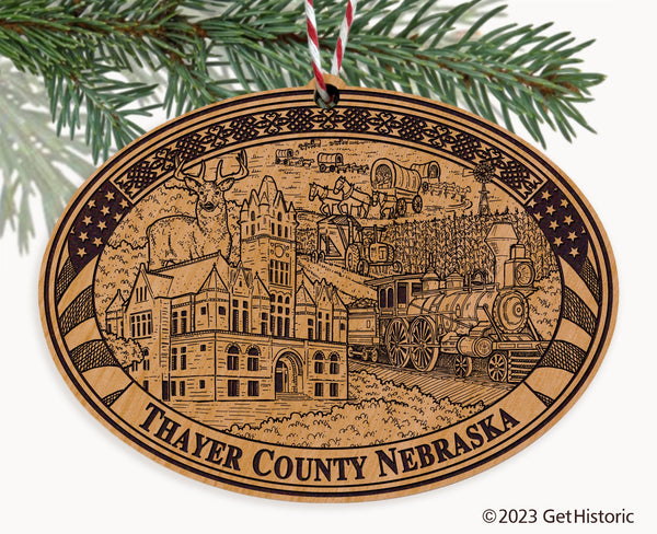 Thayer County Nebraska Engraved Natural Ornament