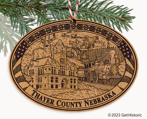 Thayer County Nebraska Engraved Natural Ornament