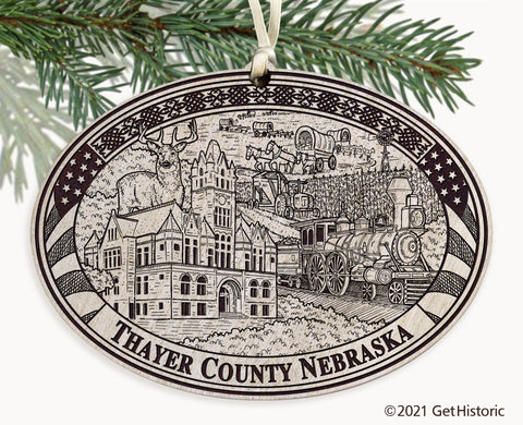 Thayer County Nebraska Engraved Ornament