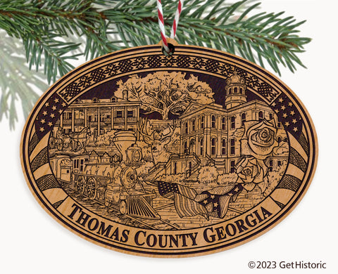 Thomas County Georgia Engraved Natural Ornament