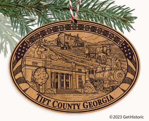 Tift County Georgia Engraved Natural Ornament