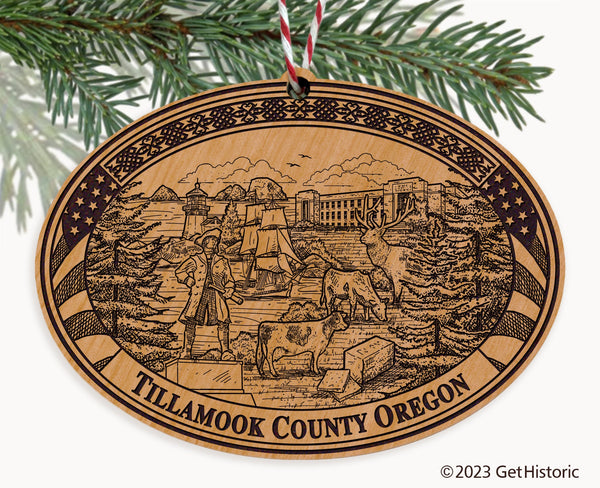 Tillamook County Oregon Engraved Natural Ornament