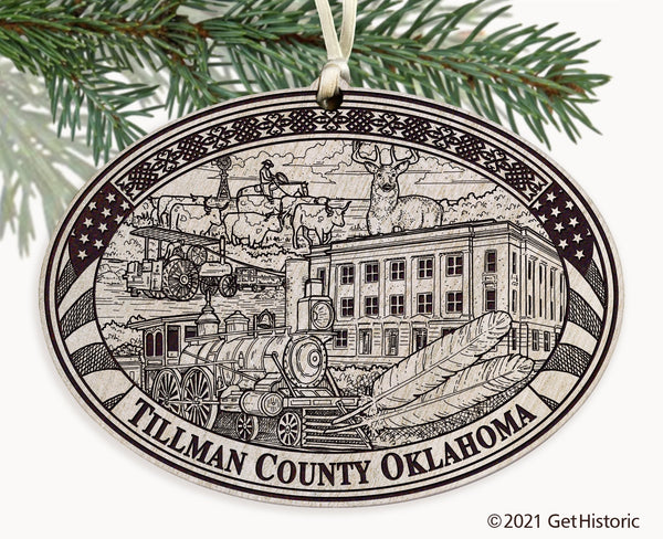 Tillman County Oklahoma Engraved Ornament