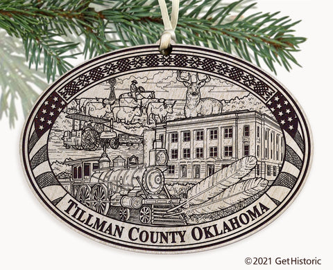 Tillman County Oklahoma Engraved Ornament