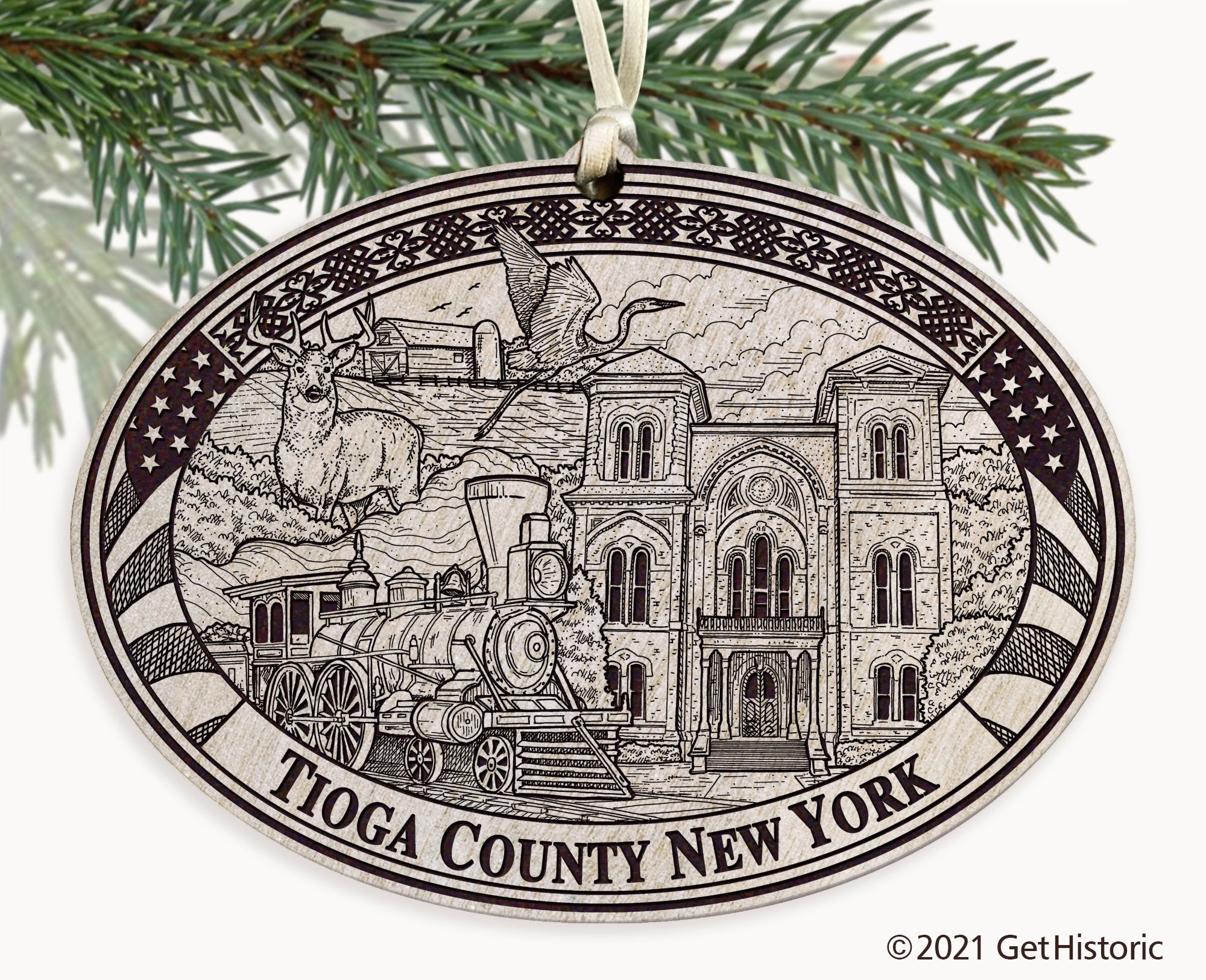 Tioga County New York Engraved Ornament