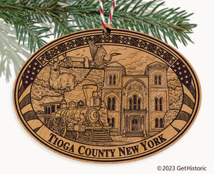 Tioga County New York Engraved Natural Ornament