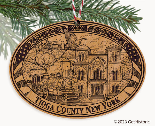 Tioga County New York Engraved Natural Ornament