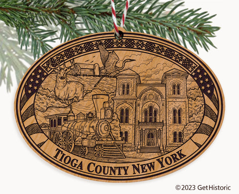 Tioga County New York Engraved Natural Ornament