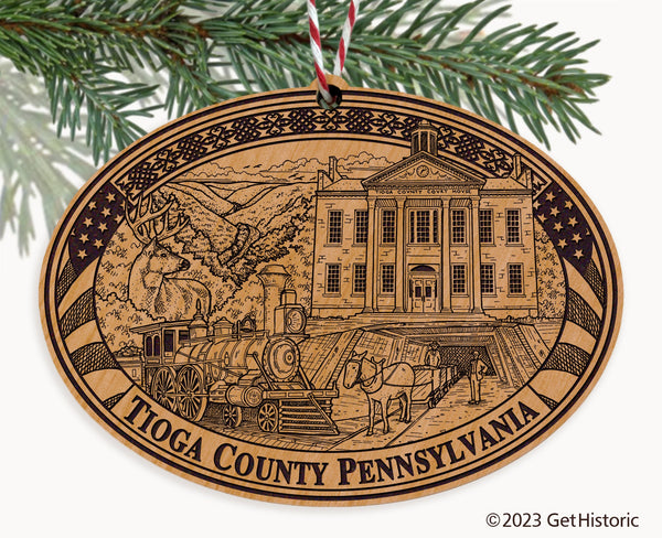 Tioga County Pennsylvania Engraved Natural Ornament