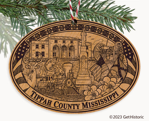 Tippah County Mississippi Engraved Natural Ornament