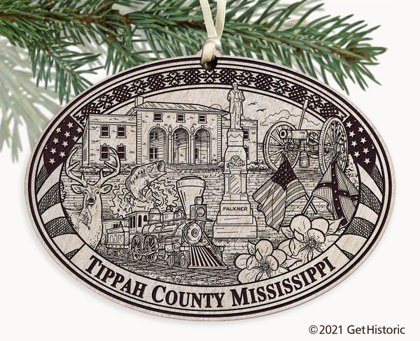 Tippah County Mississippi Engraved Ornament