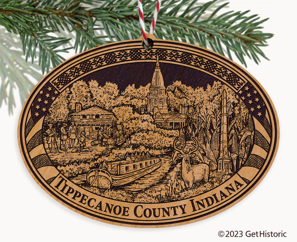 Tippecanoe County Indiana Engraved Natural Ornament