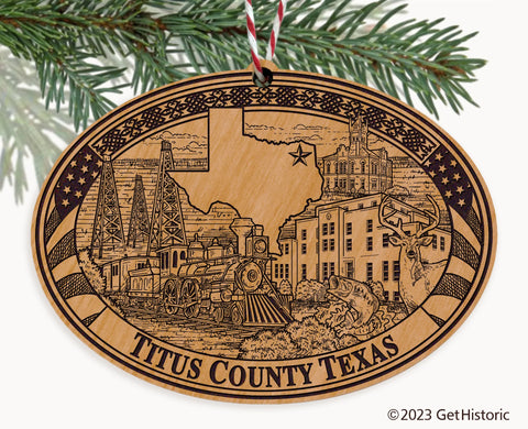 Titus County Texas Engraved Natural Ornament