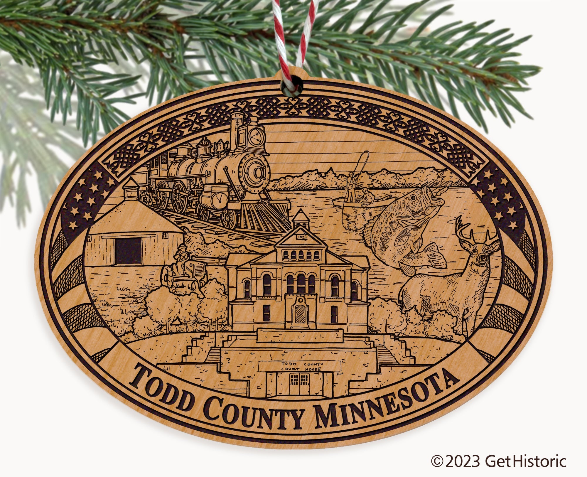 Todd County Minnesota Engraved Natural Ornament