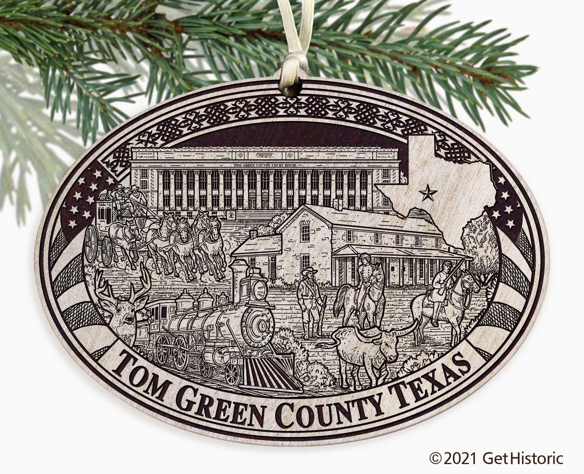 Tom Green County Texas Engraved Ornament