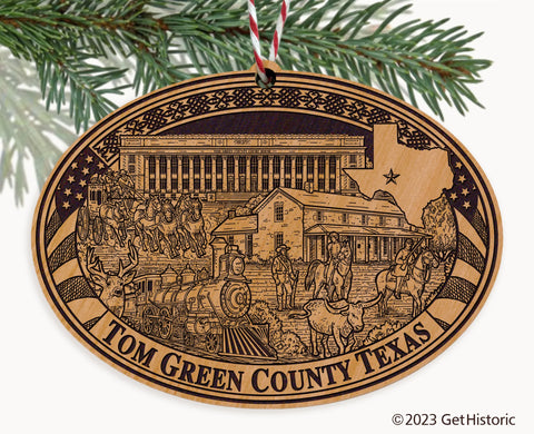 Tom Green County Texas Engraved Natural Ornament