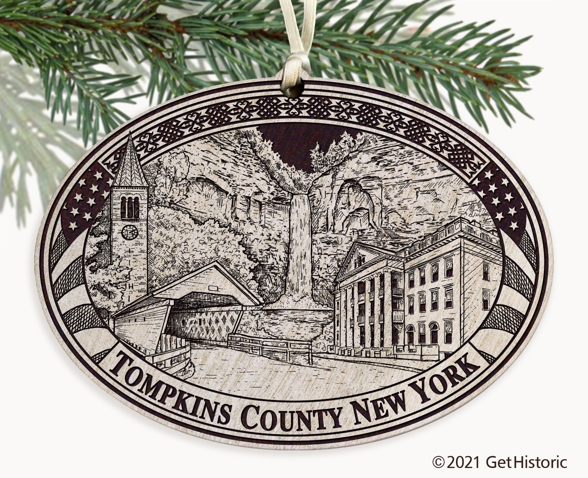 Tompkins County New York Engraved Ornament