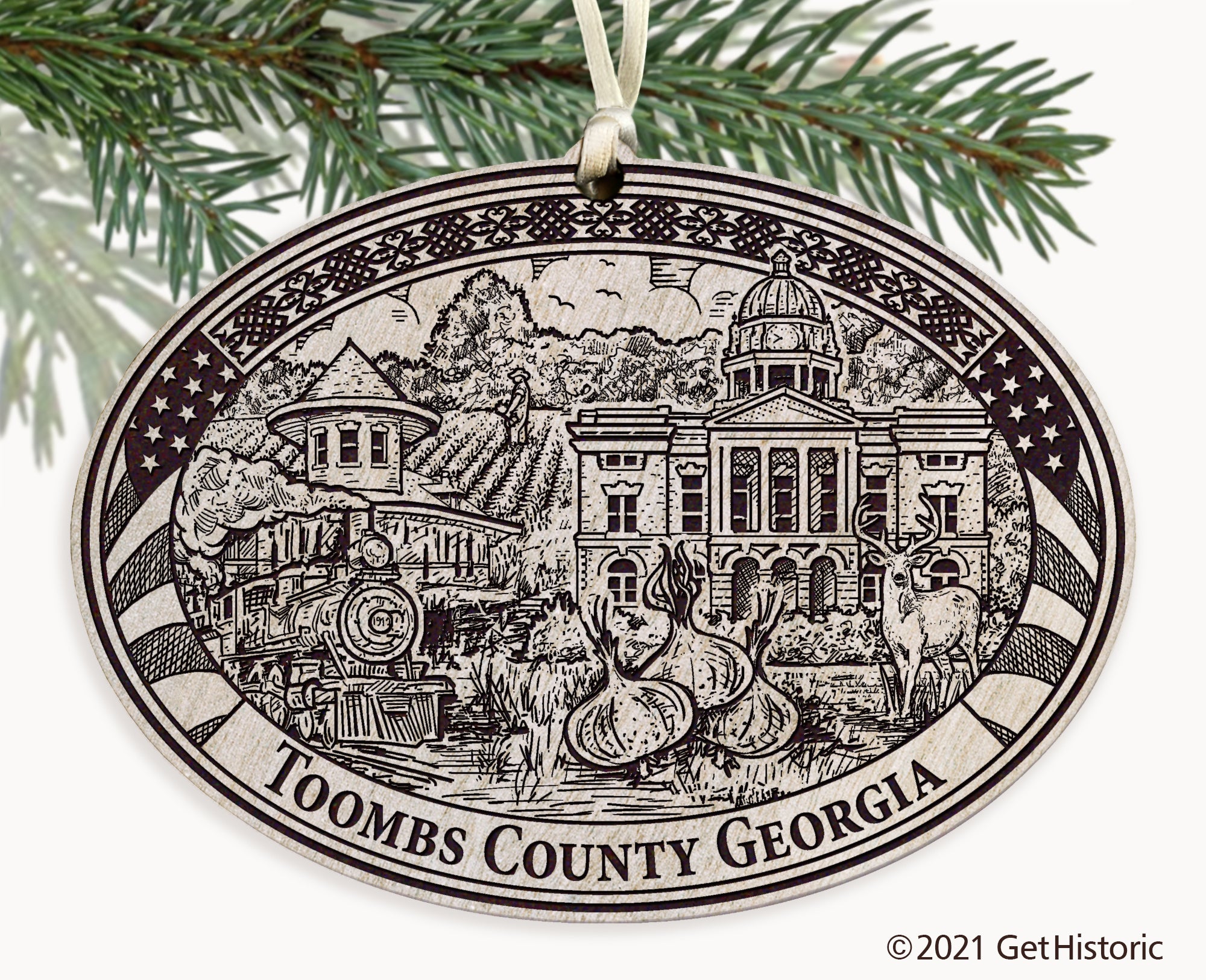 Toombs County Georgia Engraved Ornament
