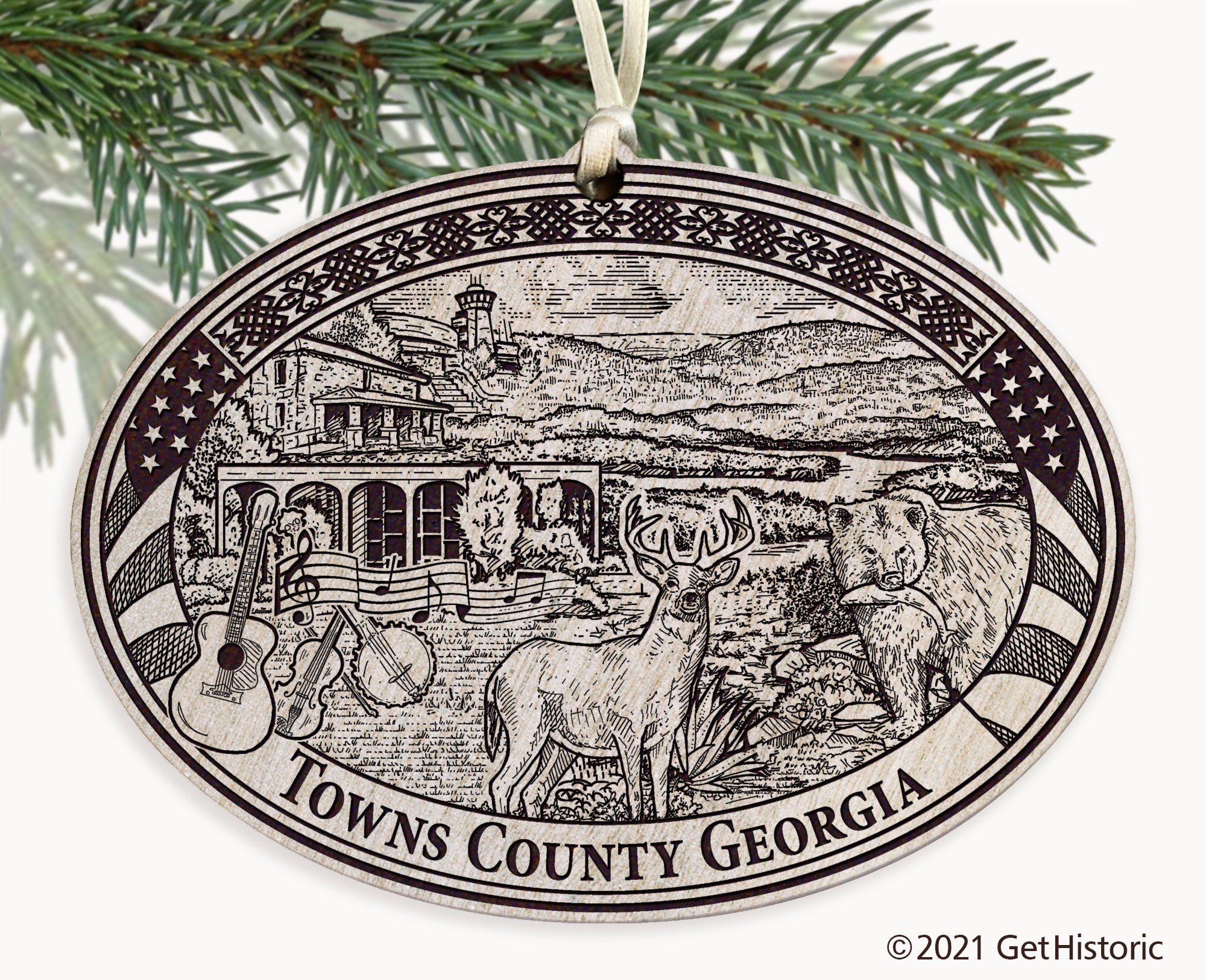 Towns County Georgia Engraved Ornament