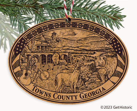 Towns County Georgia Engraved Natural Ornament