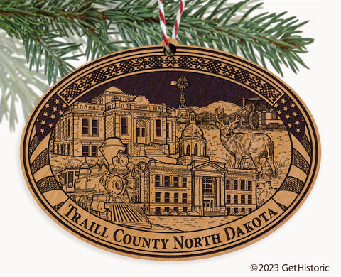 Traill County North Dakota Engraved Natural Ornament