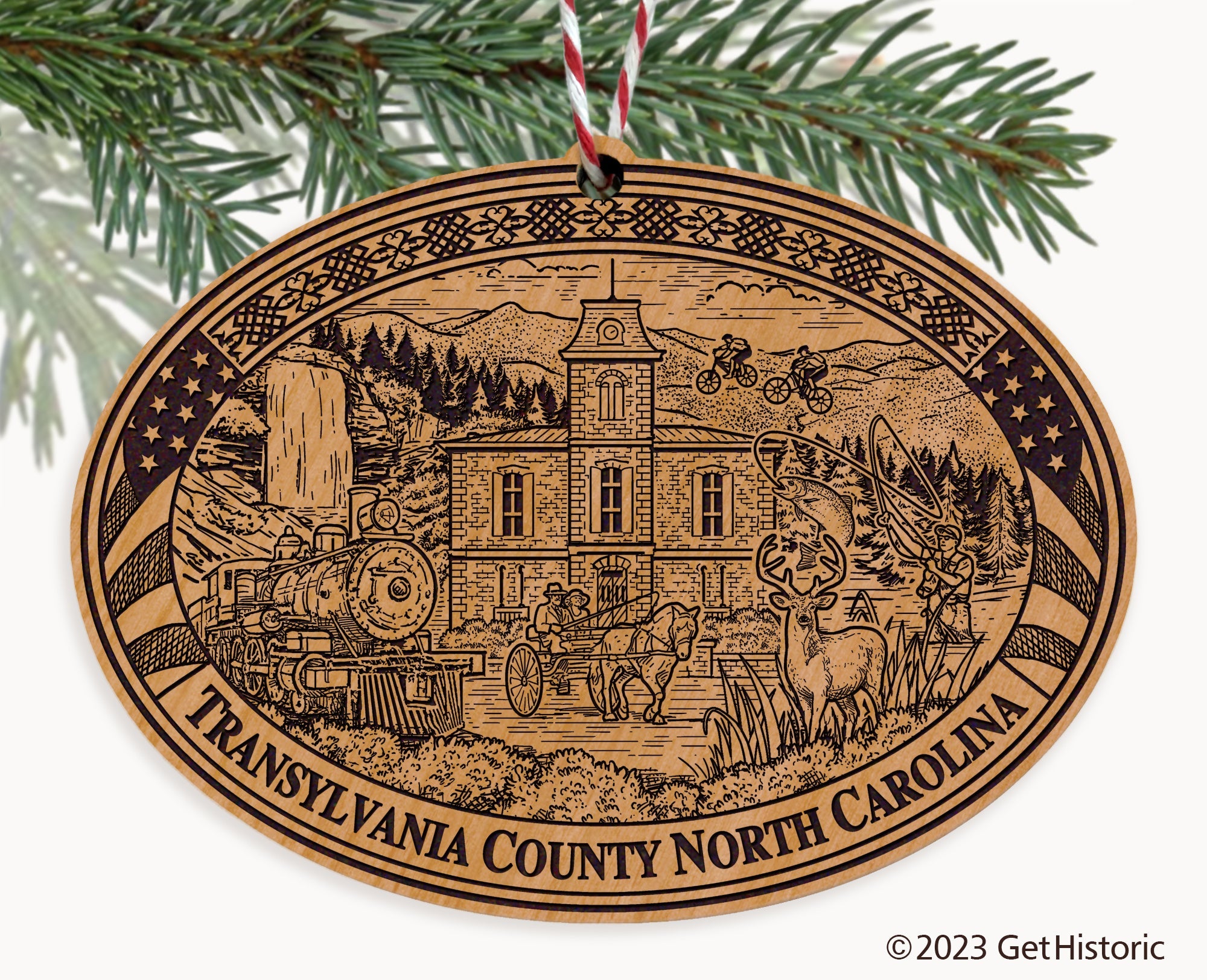Transylvania County North Carolina Engraved Natural Ornament