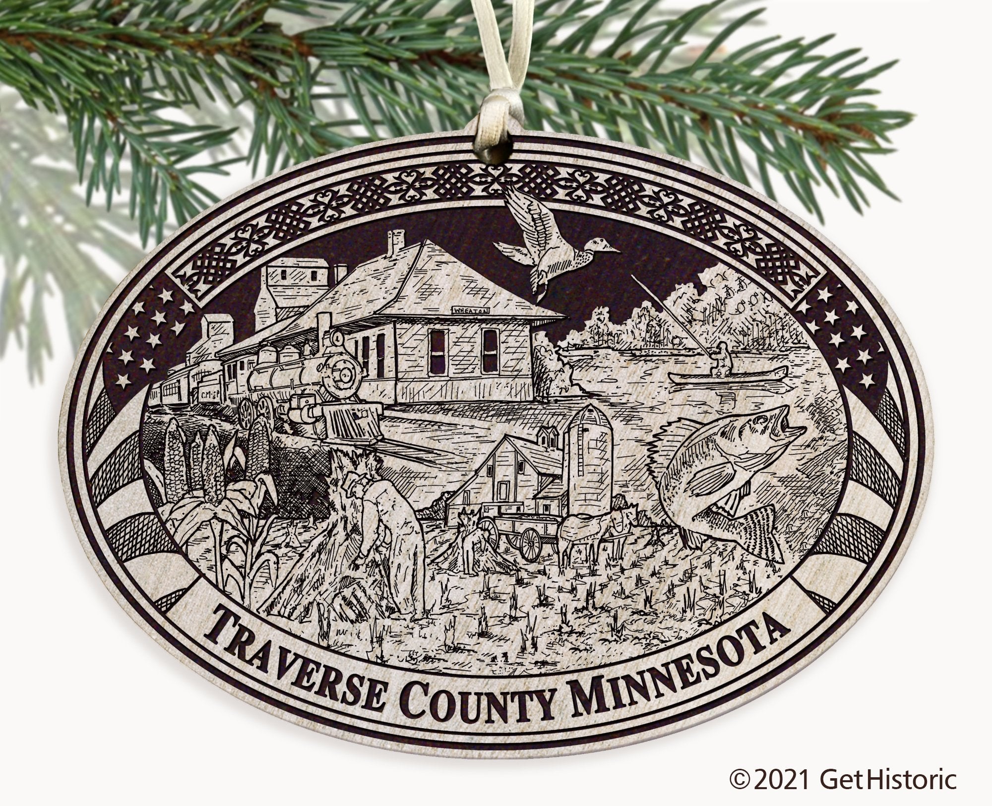 Traverse County Minnesota Engraved Ornament