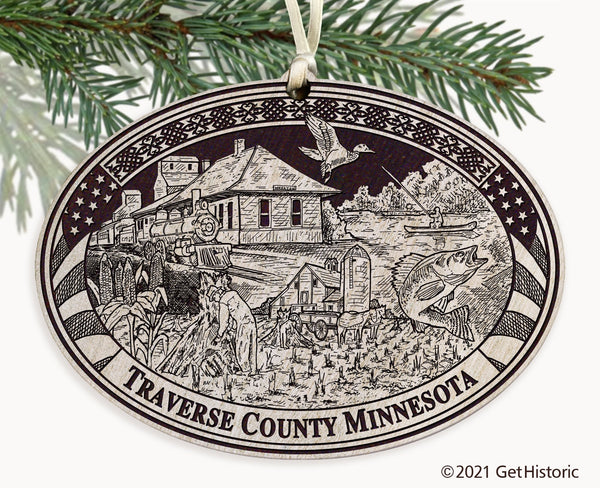 Traverse County Minnesota Engraved Ornament