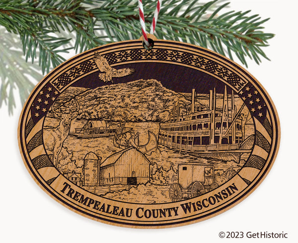 Trempealeau County Wisconsin Engraved Natural Ornament