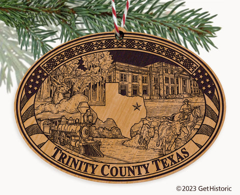 Trinity County Texas Engraved Natural Ornament