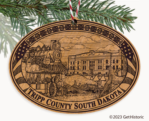 Tripp County South Dakota Engraved Natural Ornament