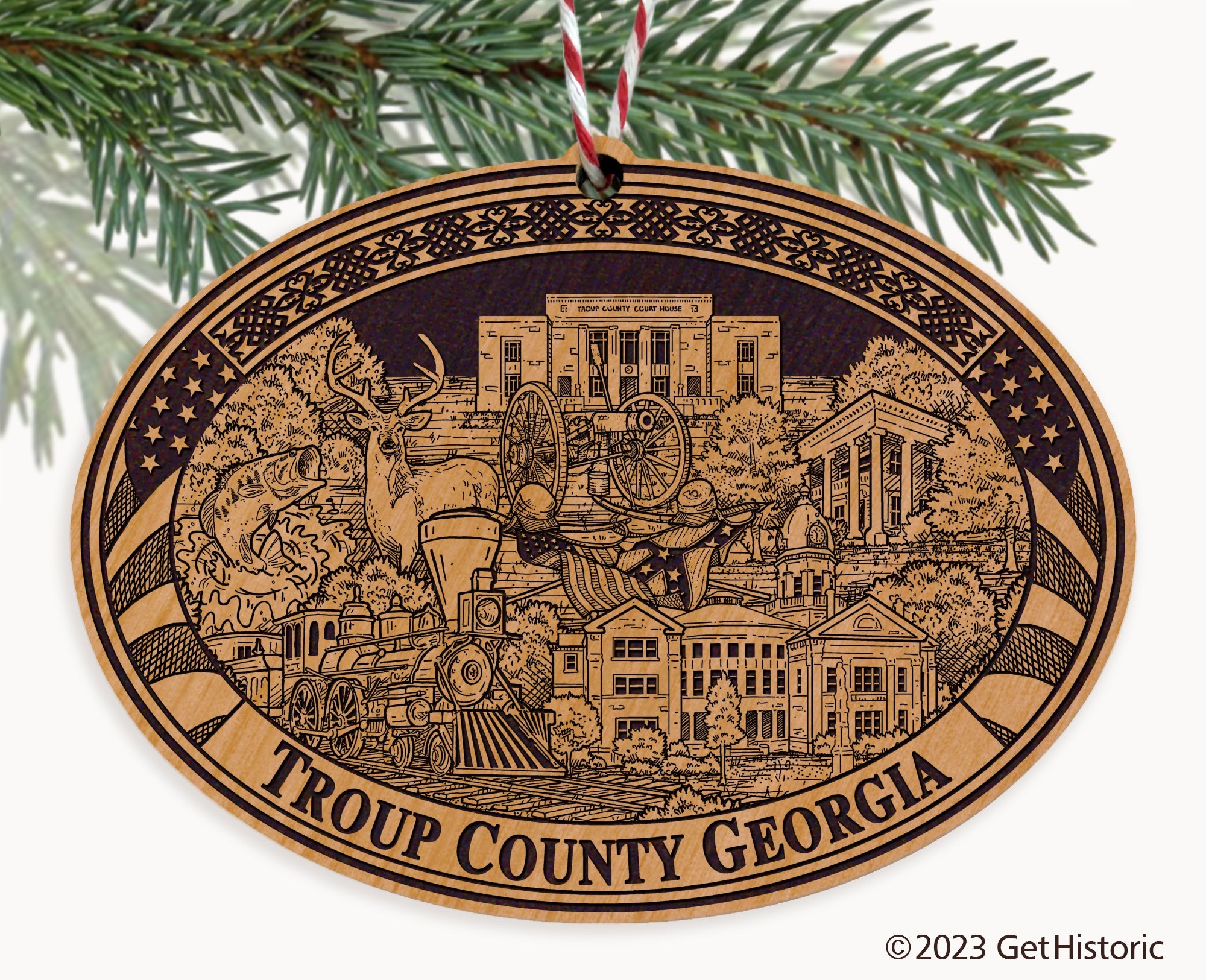 Troup County Georgia Engraved Natural Ornament