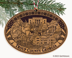 Troup County Georgia Engraved Natural Ornament
