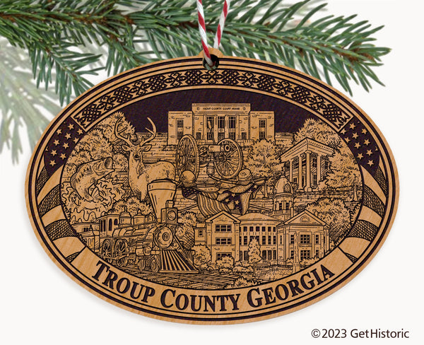 Troup County Georgia Engraved Natural Ornament