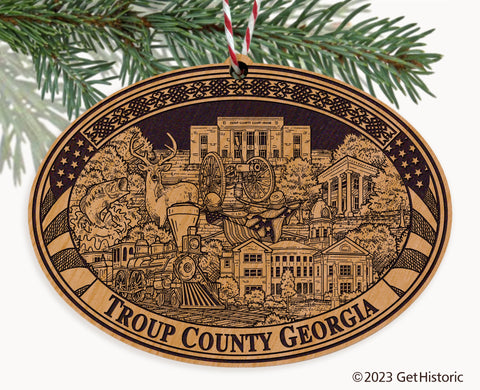 Troup County Georgia Engraved Natural Ornament