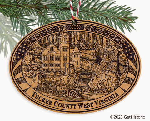 Tucker County West Virginia Engraved Natural Ornament
