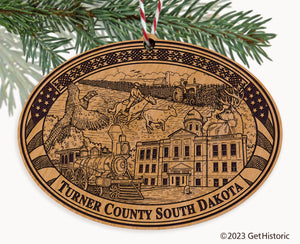 Turner County South Dakota Engraved Natural Ornament