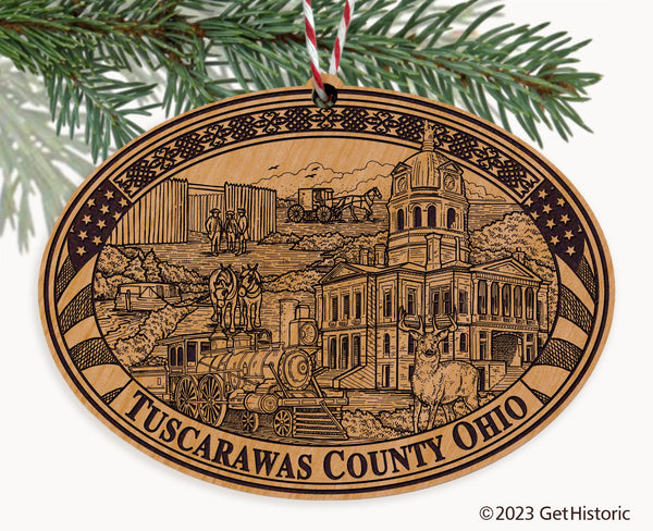 Tuscarawas County Ohio Engraved Natural Ornament