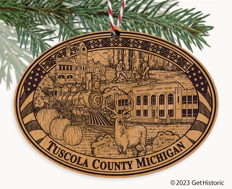 Tuscola County Michigan Engraved Natural Ornament