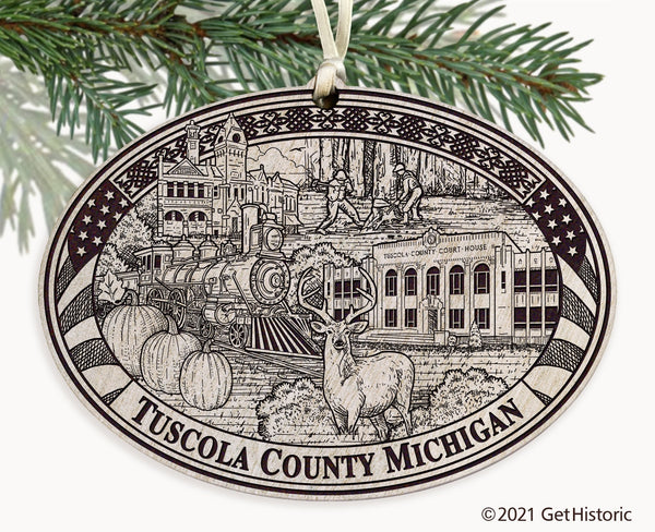 Tuscola County Michigan Engraved Ornament