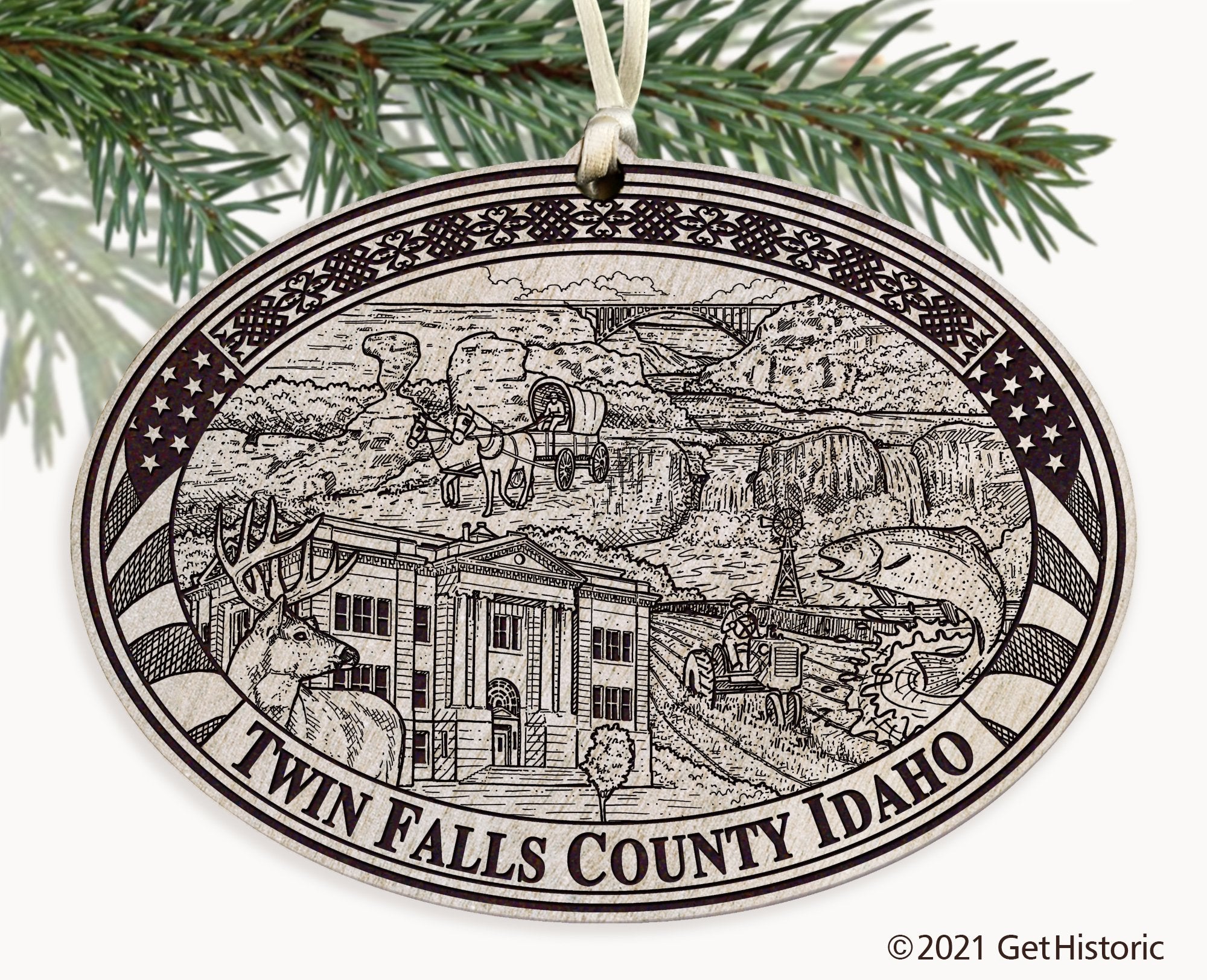 Twin Falls County Idaho Engraved Ornament