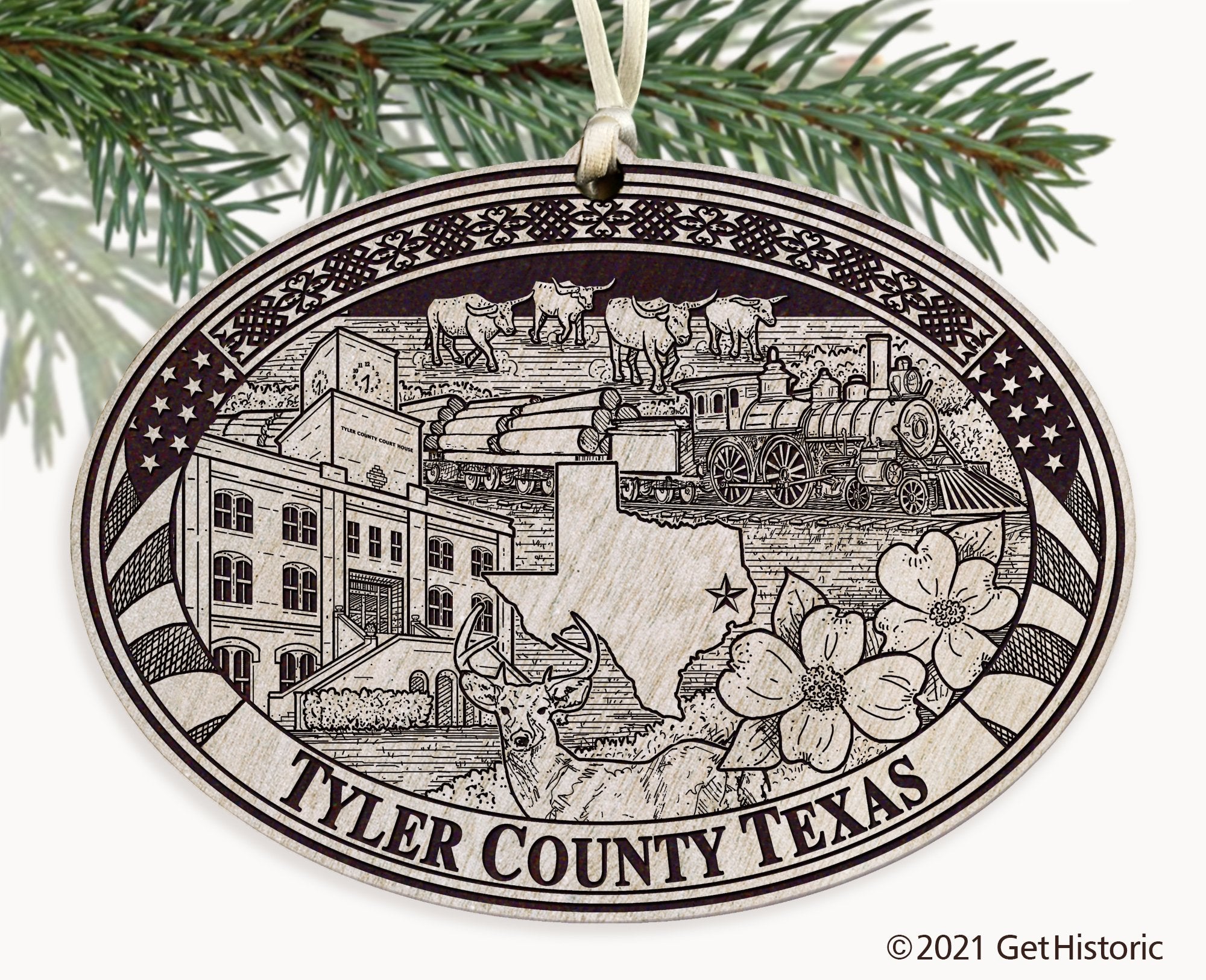 Tyler County Texas Engraved Ornament