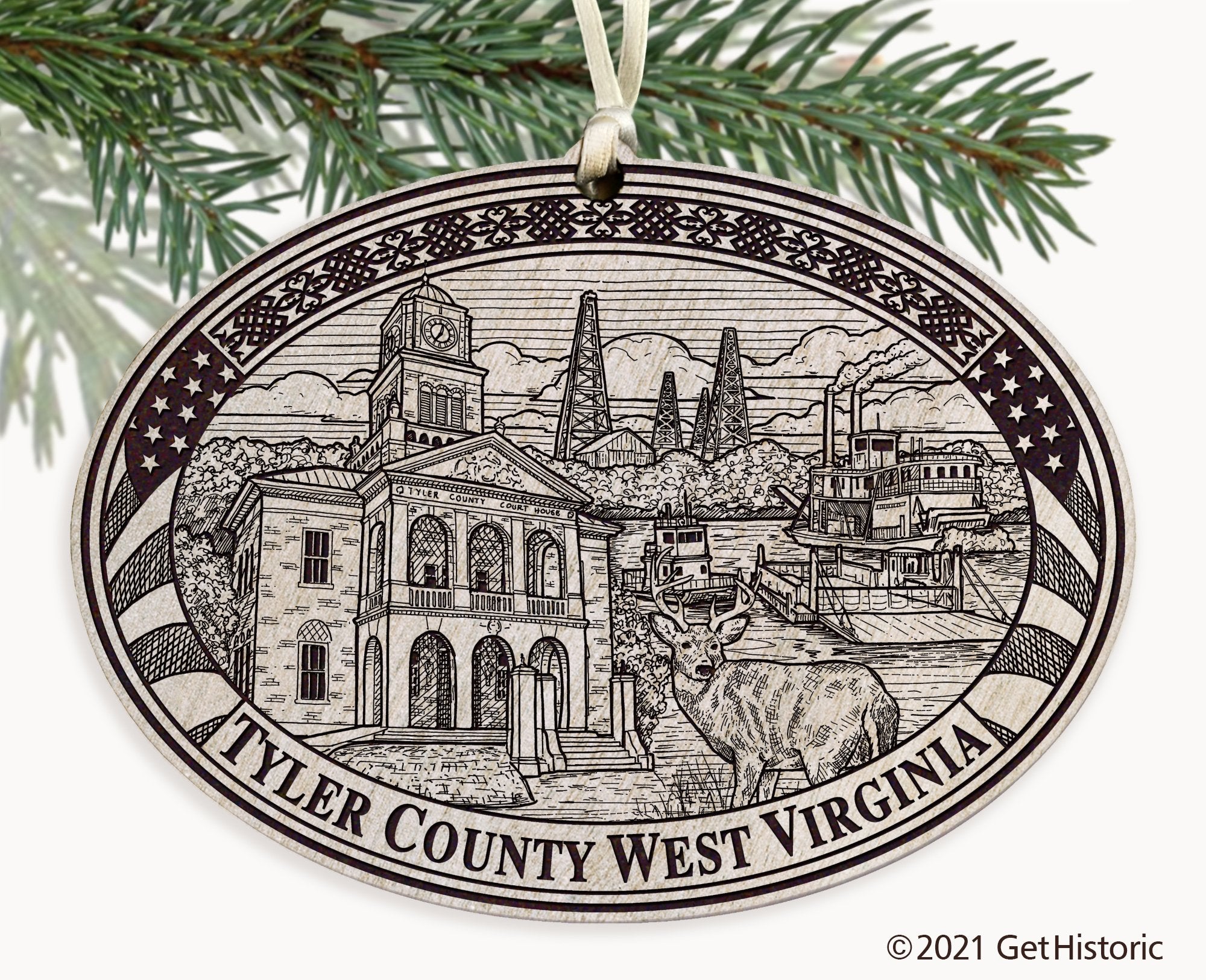 Tyler County West Virginia Engraved Ornament