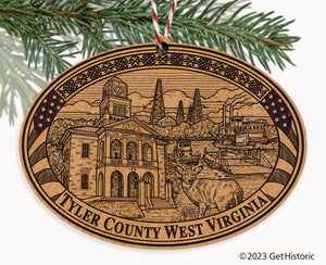 Tyler County West Virginia Engraved Natural Ornament