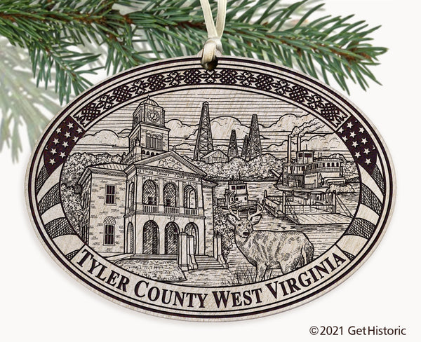 Tyler County West Virginia Engraved Ornament