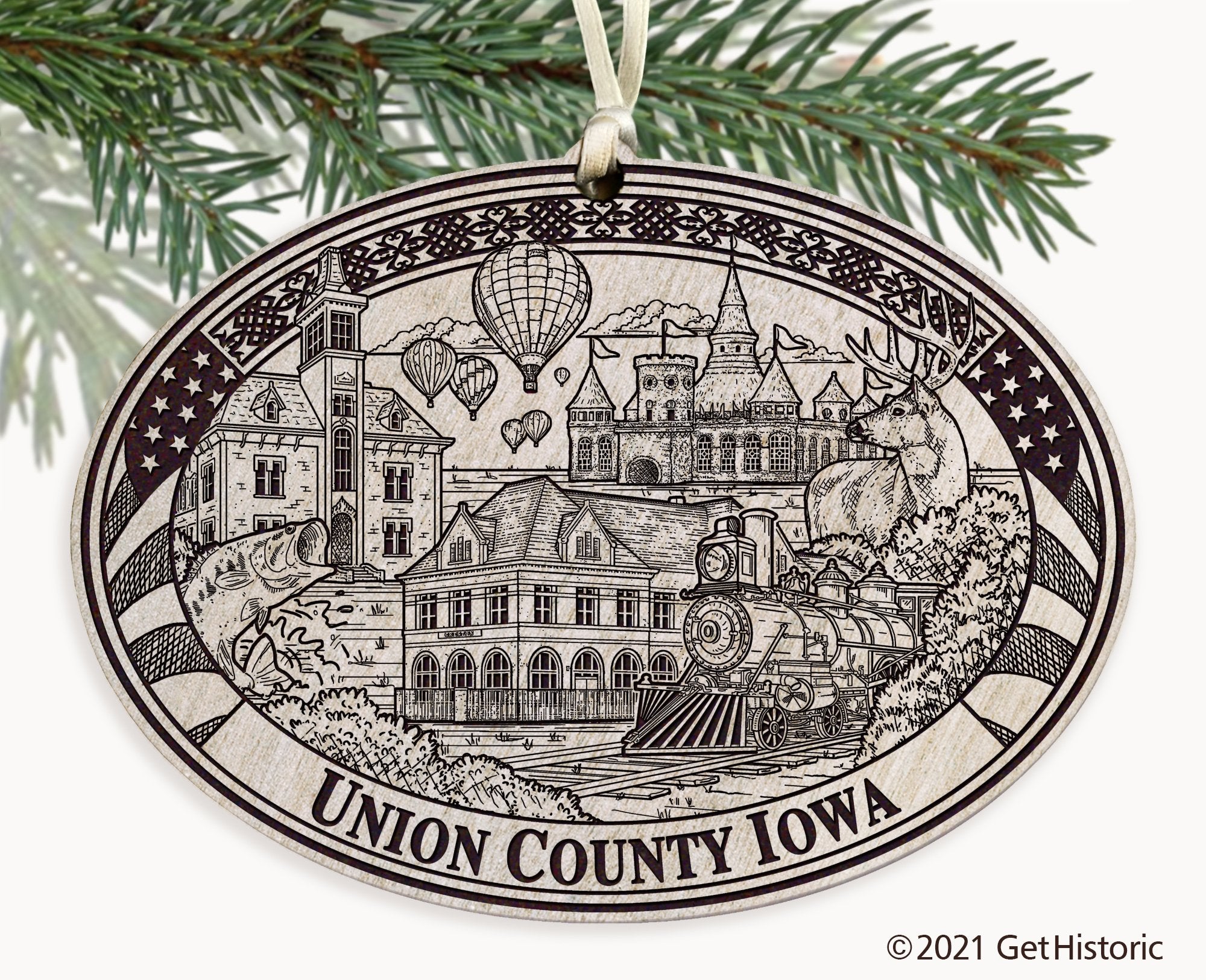 Union County Iowa Engraved Ornament